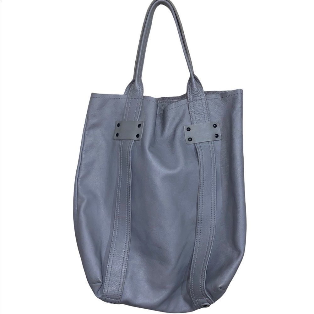STEPHANE VERDINO LARGE GREY LEATHER TOTE BAG EUC - Picture 2 of 14